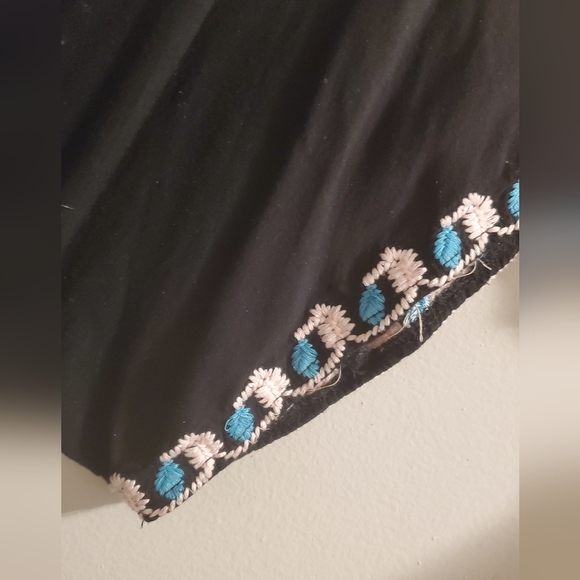 NESLAY Paris Black Midi Dress With Native American Style Adorning The Hemline - Picture 4 of 5